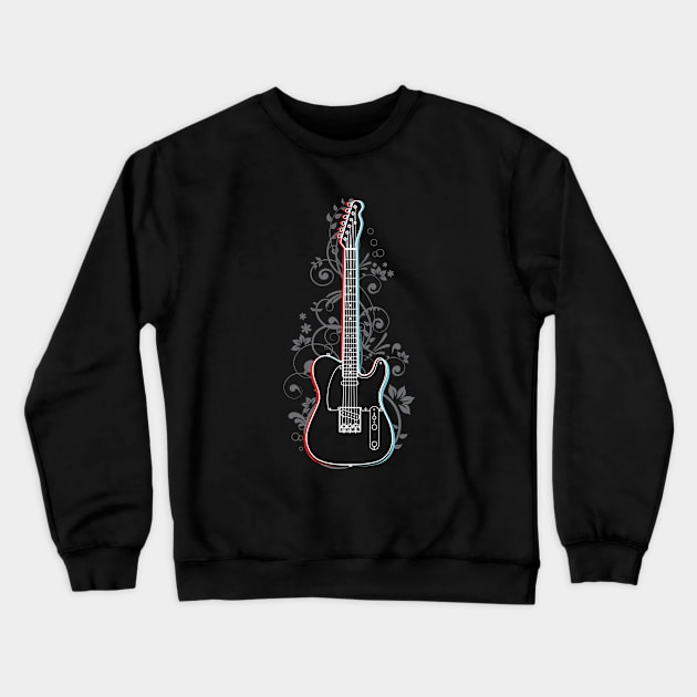 T-Style Electric Guitar 3D Outline Flowering Vines Crewneck Sweatshirt by nightsworthy